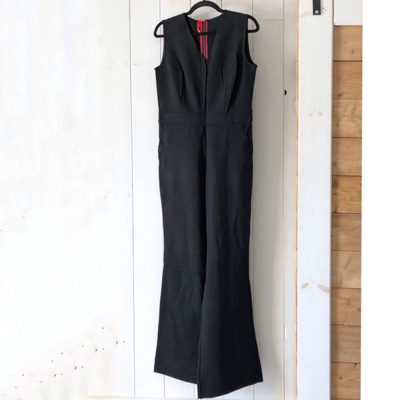 SPANX The Perfect Jumpsuit Classic Black Point Flare 20383T Size Medium Tall - Picture 3 of 17